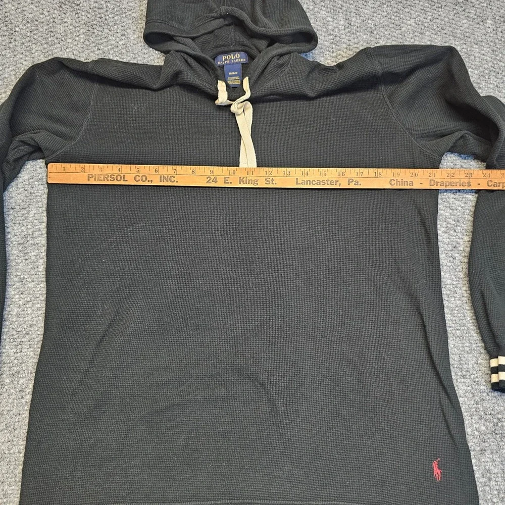 Polo Ralph Lauren‎ Men's Black Waffle Knit Hoodie Long Sleeve Pony Logo Size M